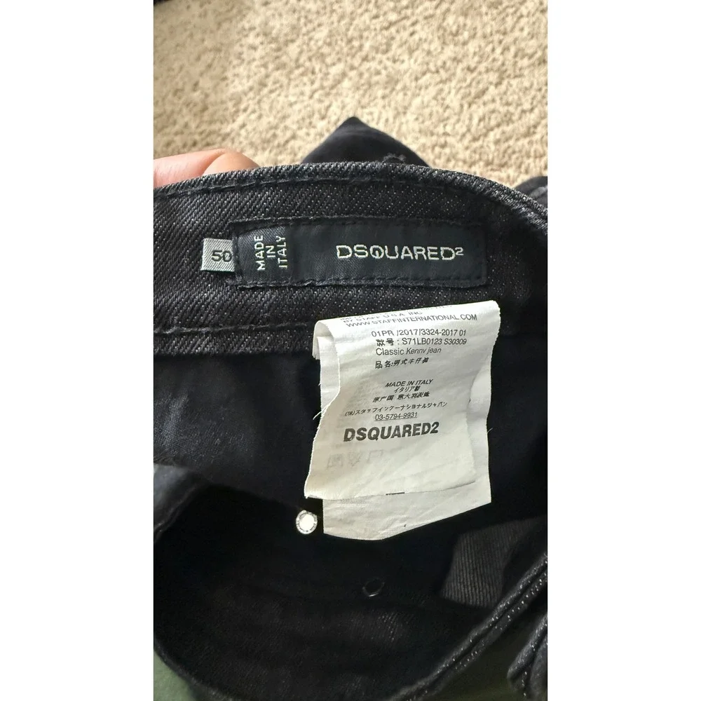 Dsquared2 Classic Kenny Jeans Mens 50 Distressed‎ Black Denim Italy jj20